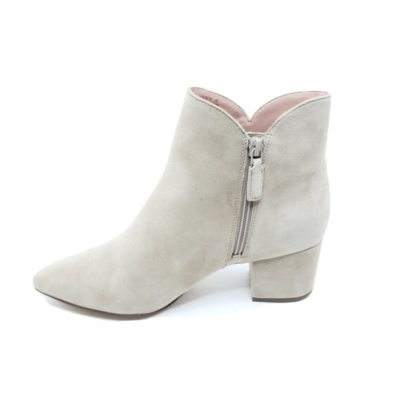Cole Haan Block Heel Ankle Boot Booties Beige Suede Side Zip Womens Size US 9B - Picture 10 of 12
